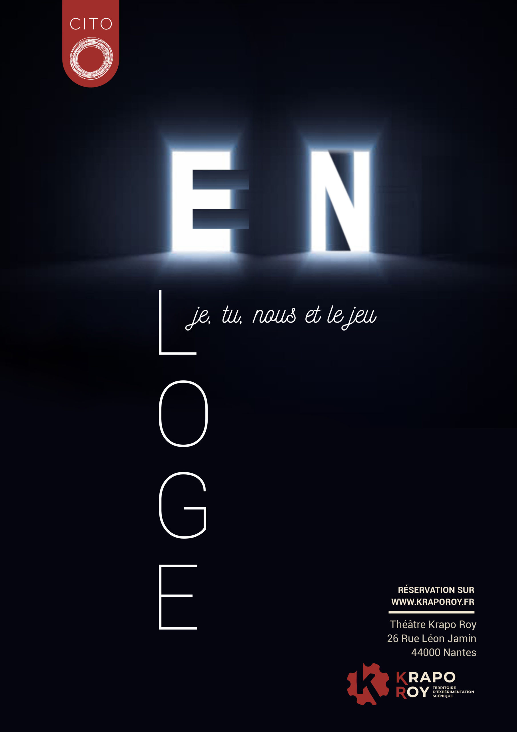 Affiche spectacle improvisation "En Loge" théâtre Krapo Roy